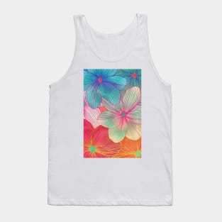 Between the Lines 2 - tropical flowers in purple, pink, blue & orange Tank Top